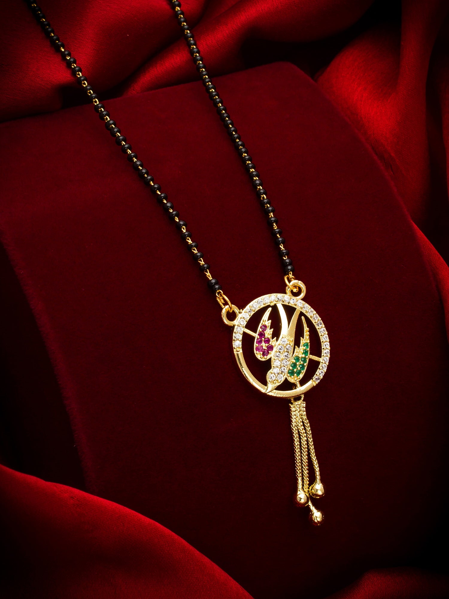 Aadita Gold Plated Floral Leaf Motif Mangalsutra