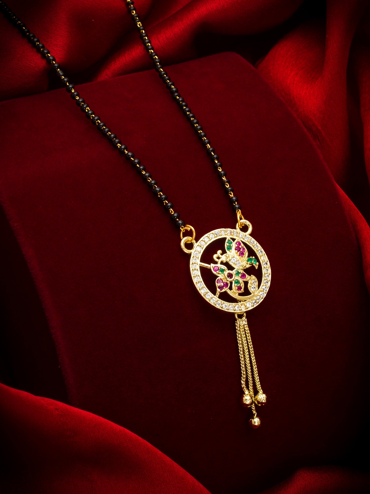 Aadita Abstract Floral Crystal Mangalsutra