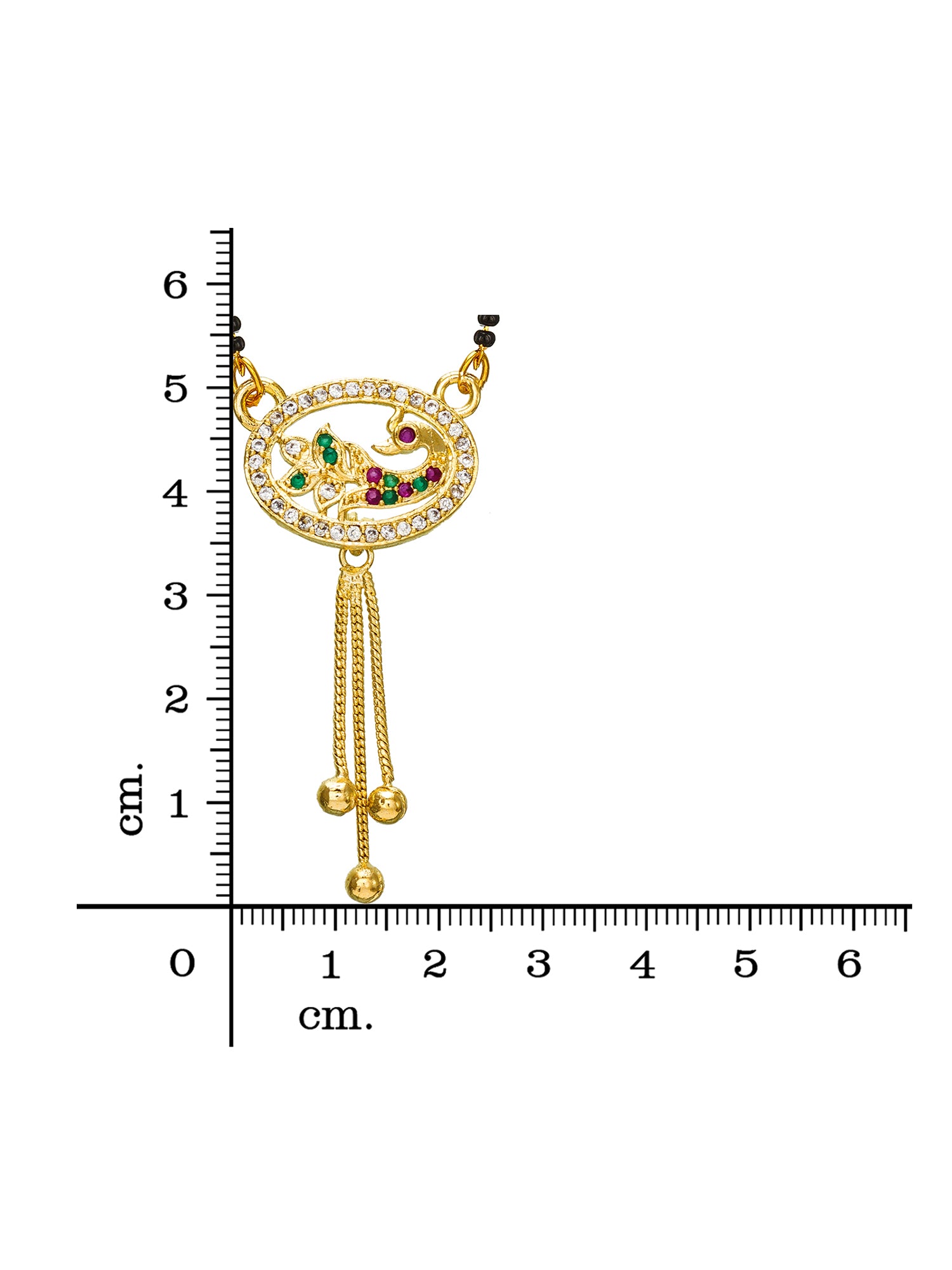 Aadita Gold Plated Oval Peacock Mangalsutra with Hanging Chains
