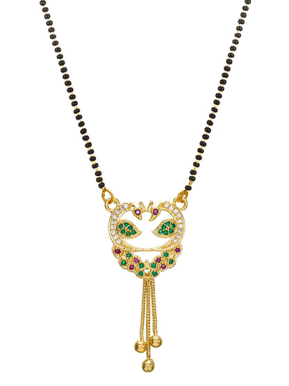 Aadita Twin Peacock Openwork Mangalsutra with Tassel Drops