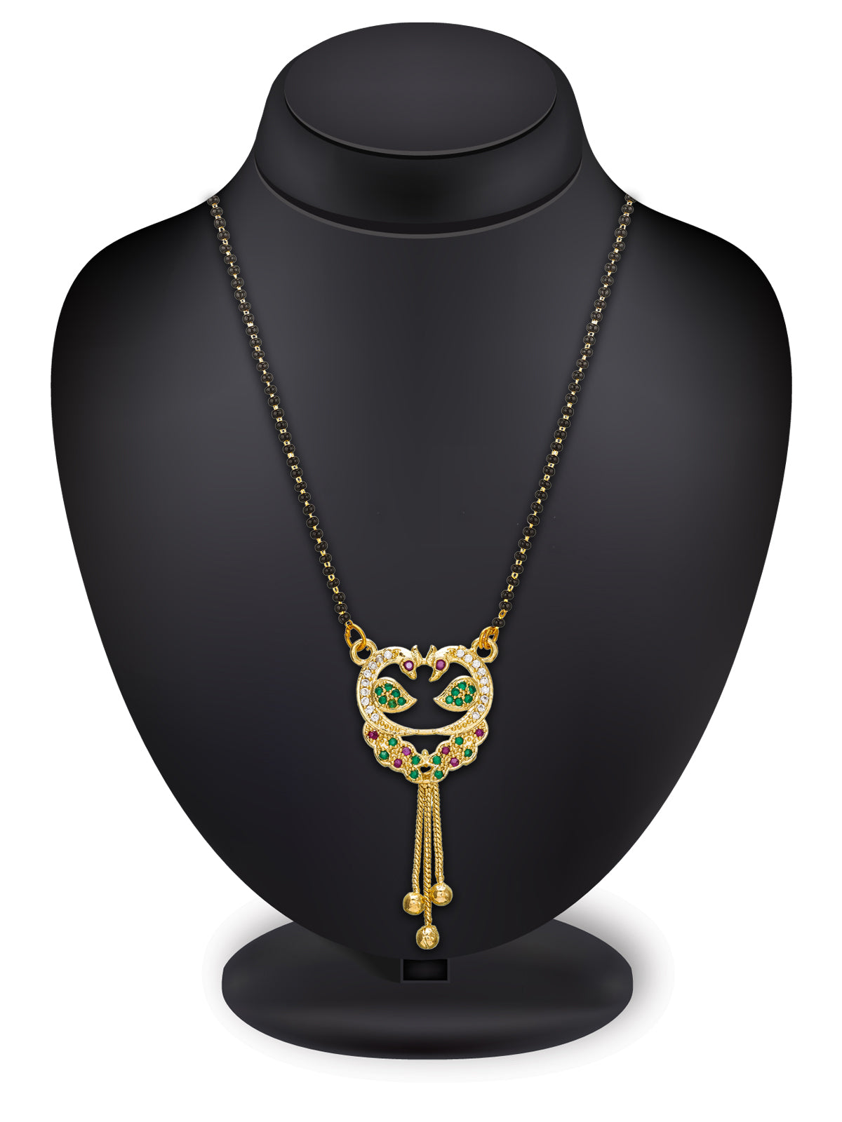 Aadita Twin Peacock Openwork Mangalsutra with Tassel Drops