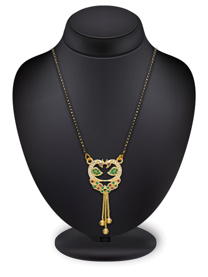 Aadita Twin Peacock Openwork Mangalsutra with Tassel Drops