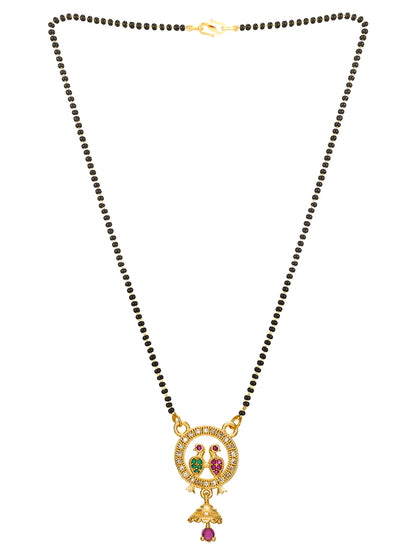 Aadita Circular Bird Motif Mangalsutra with Jhumka Charm