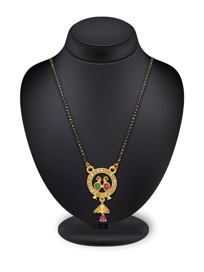 Aadita Circular Bird Motif Mangalsutra with Jhumka Charm
