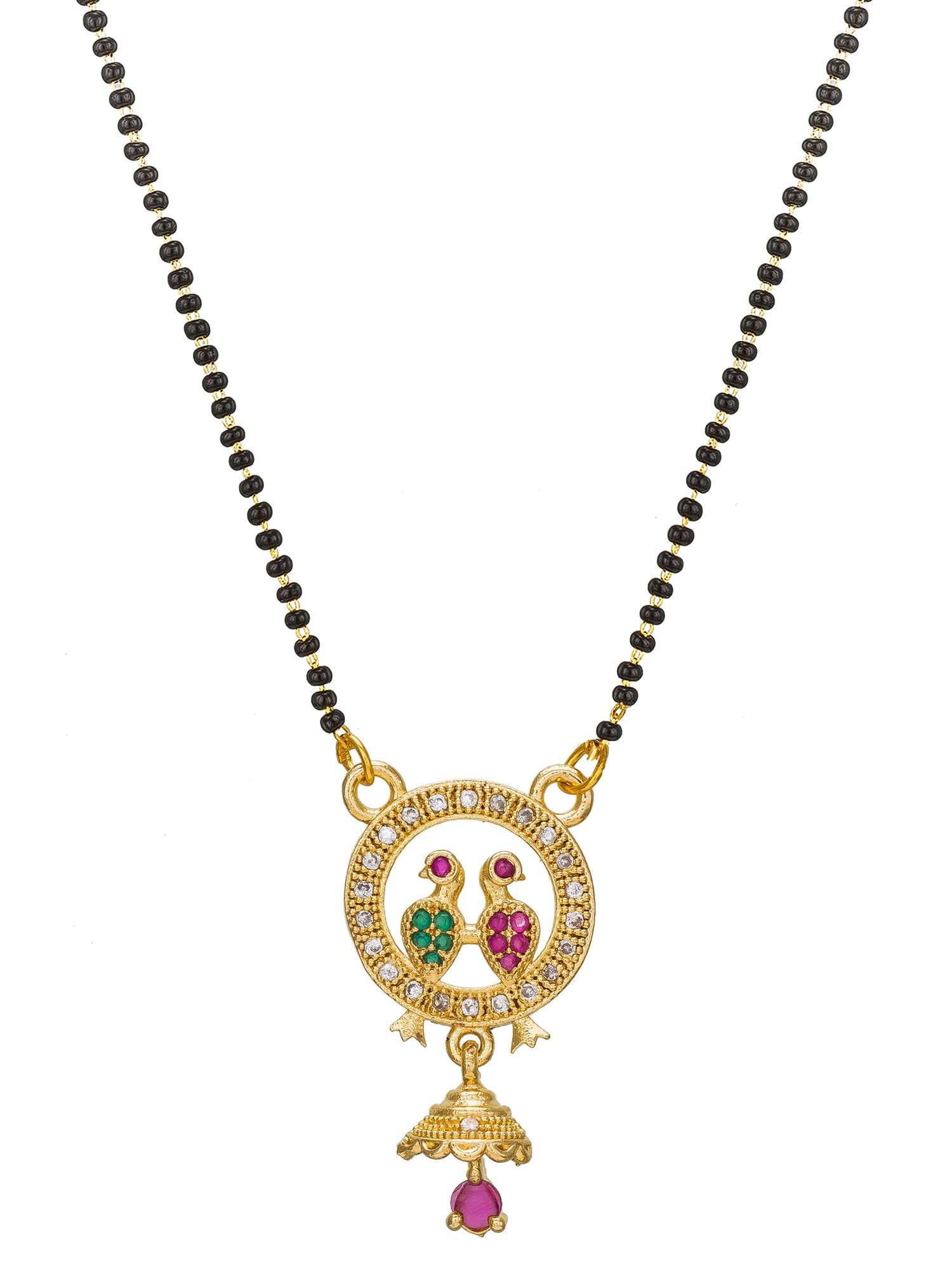 Aadita Circular Bird Motif Mangalsutra with Jhumka Charm