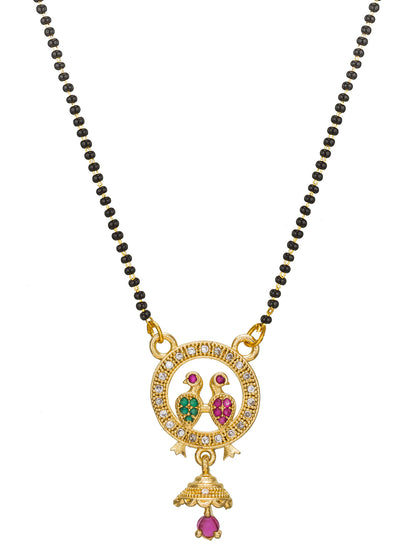 Aadita Circular Bird Motif Mangalsutra with Jhumka Charm