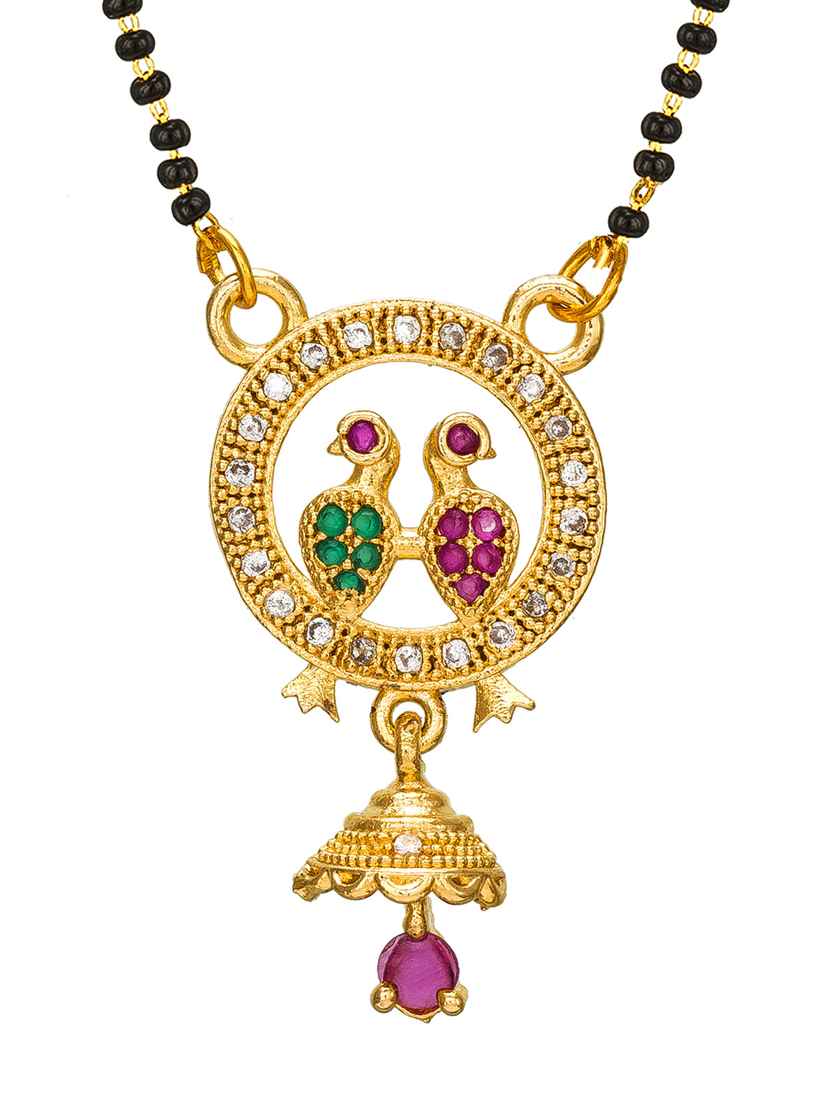 Aadita Circular Bird Motif Mangalsutra with Jhumka Charm
