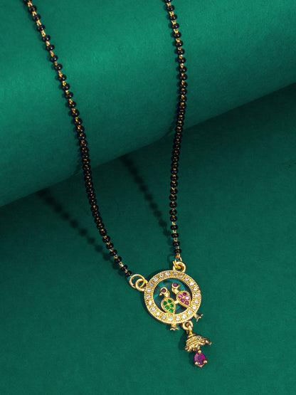 Aadita Circular Bird Motif Mangalsutra with Jhumka Charm