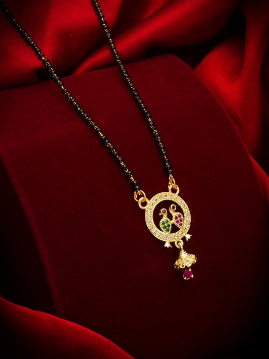 Aadita Circular Bird Motif Mangalsutra with Jhumka Charm