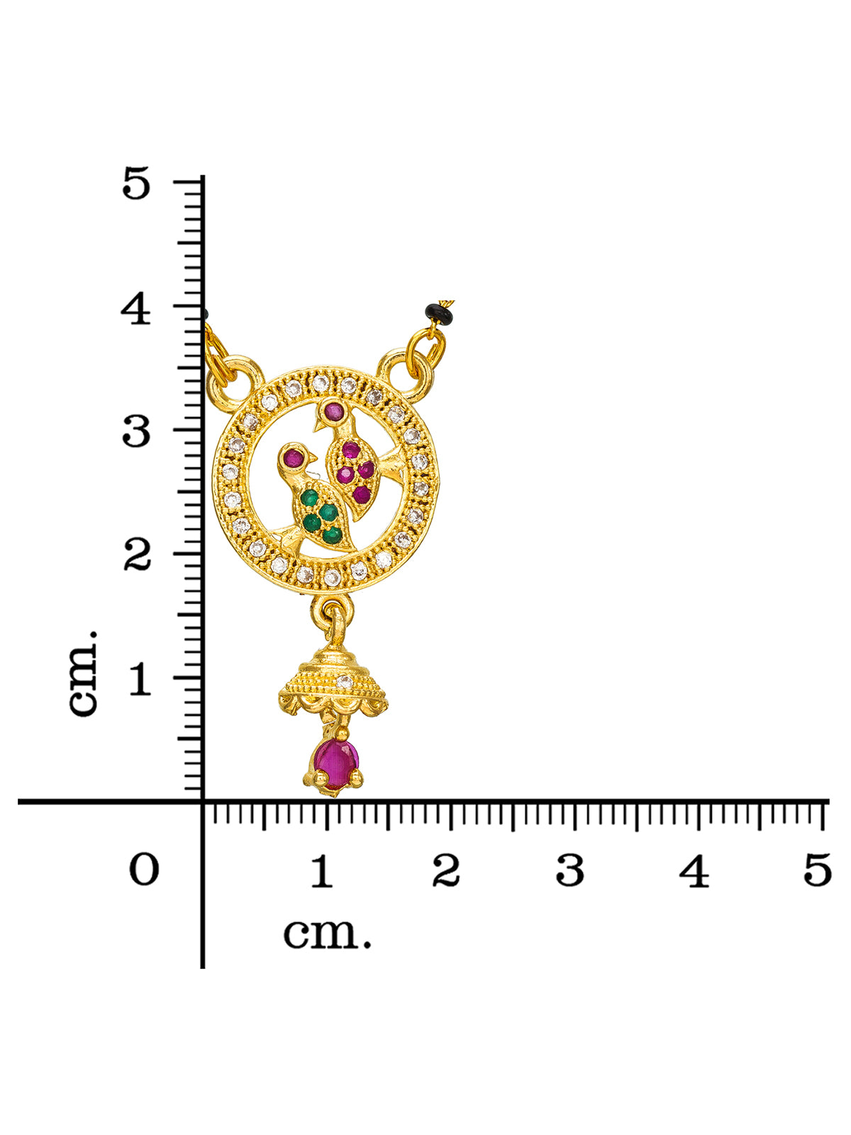 Aadita Gold Plated Circle Pendant Mangalsutra with Ruby Drop