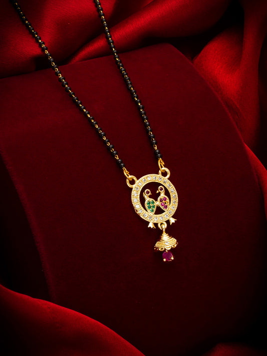 Aadita Traditional Twin Bird Mangalsutra with Bell Drop