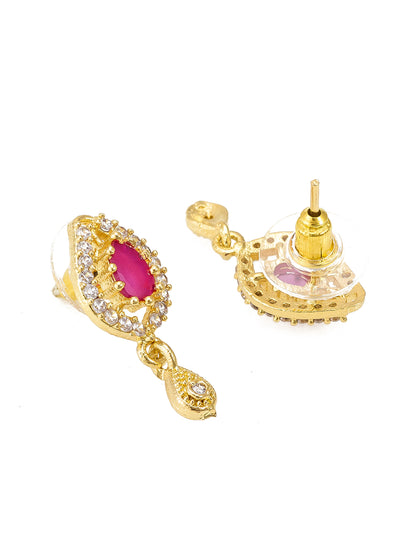 Aadita Pear-Cut Pink Drop Mangalsutra Set
