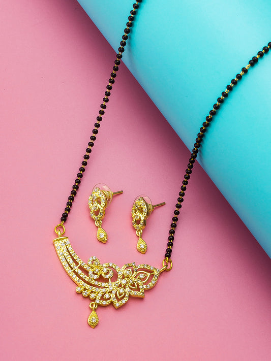 Aadita Asymmetrical Floral Vine Mangalsutra Set