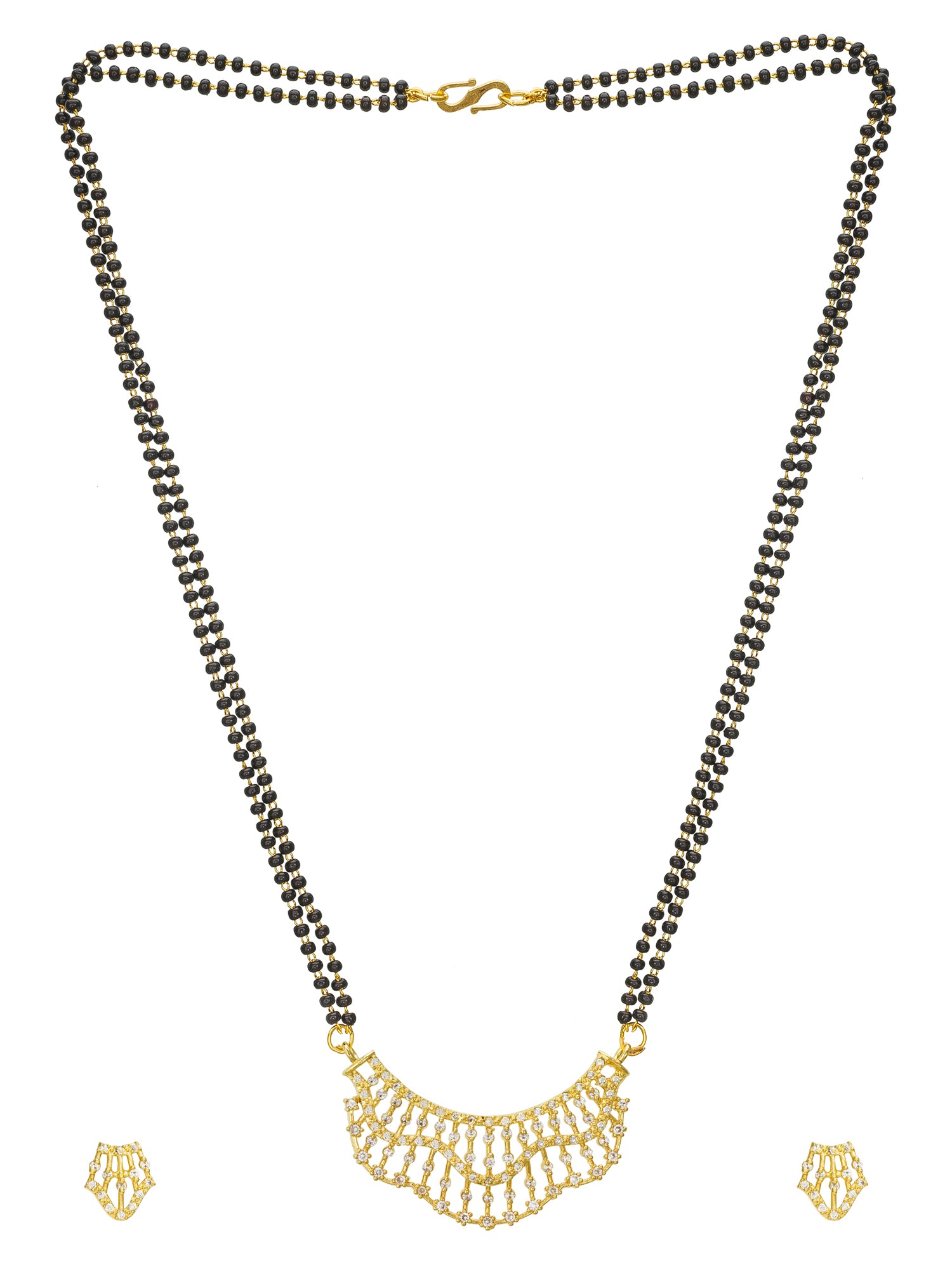 Aadita Geometric Mesh Crescent Mangalsutra Set