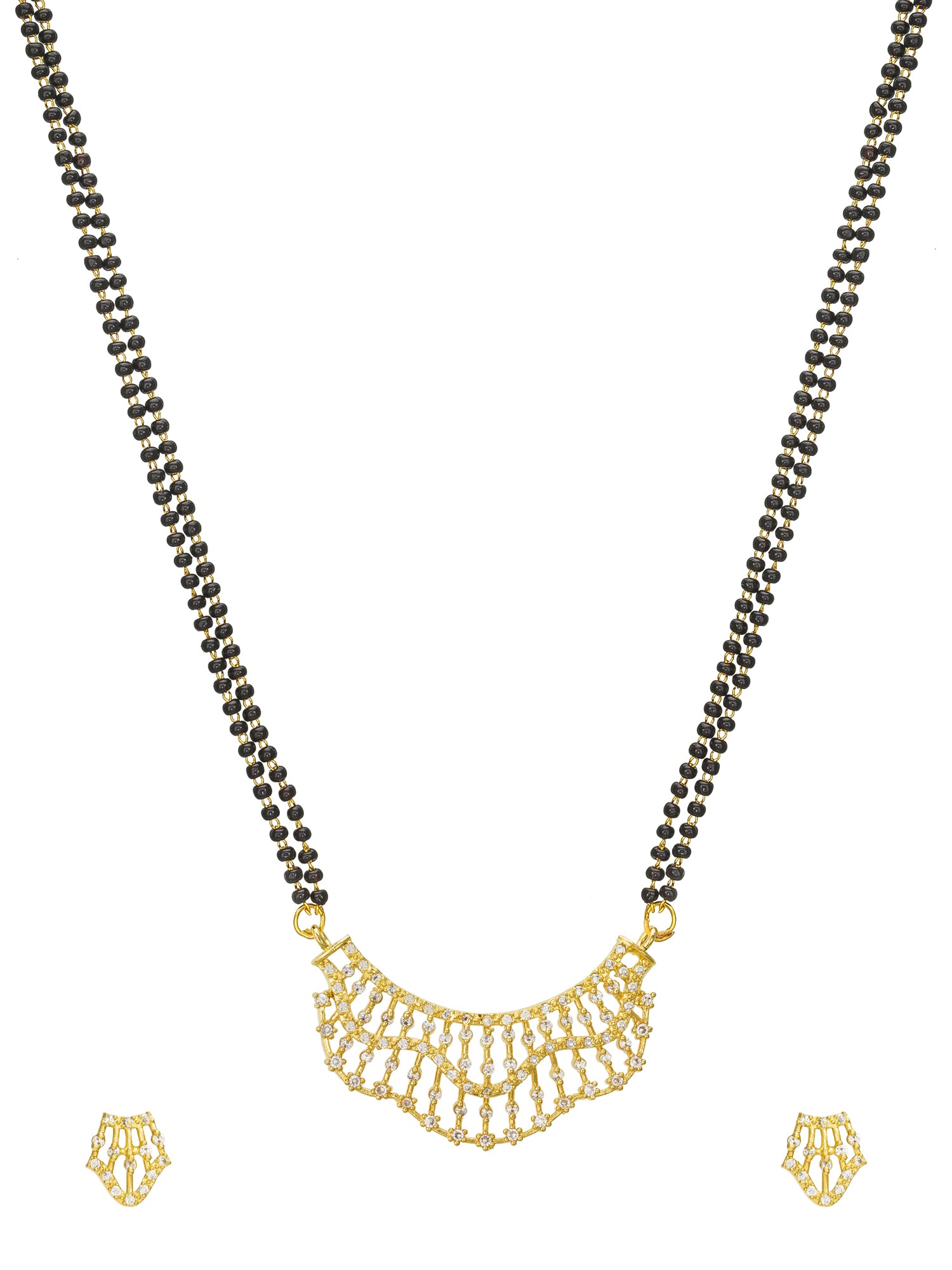 Aadita Geometric Mesh Crescent Mangalsutra Set