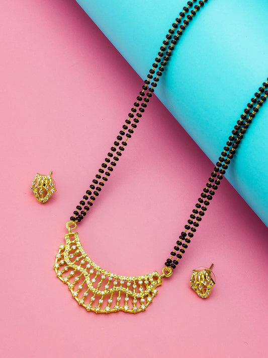 Aadita Geometric Mesh Crescent Mangalsutra Set