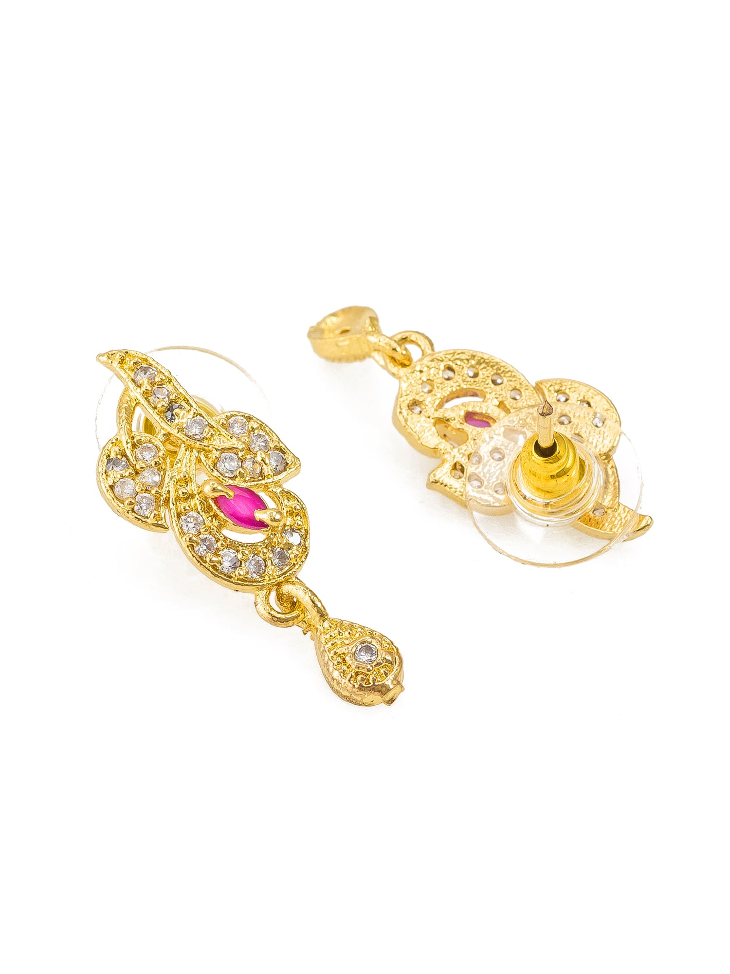Aadita Floral Leaf Ruby Accented Mangalsutra Set