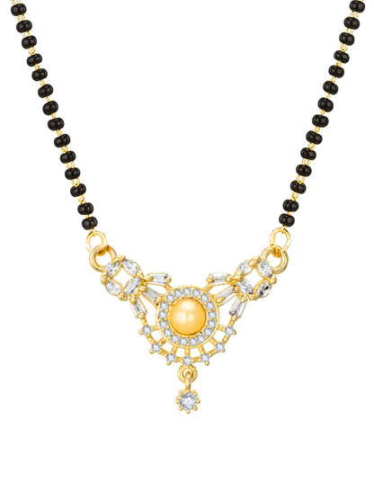 Aadita Arched Pearl & Stone Mangalsutra