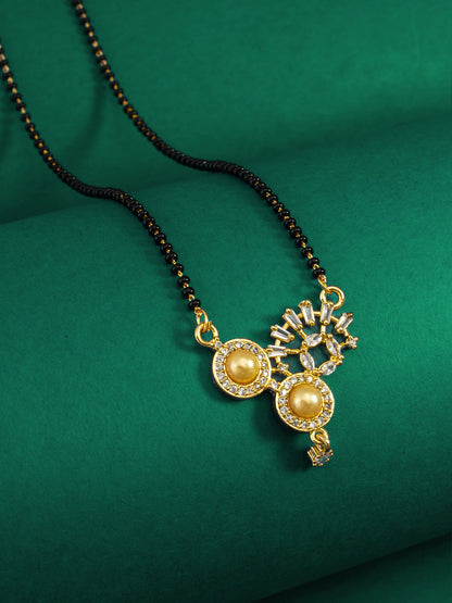 Aadita Contemporary Pearl & Crystal Mangalsutra