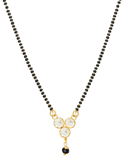 Aadita Three-Stone Floral Crystal Mangalsutra