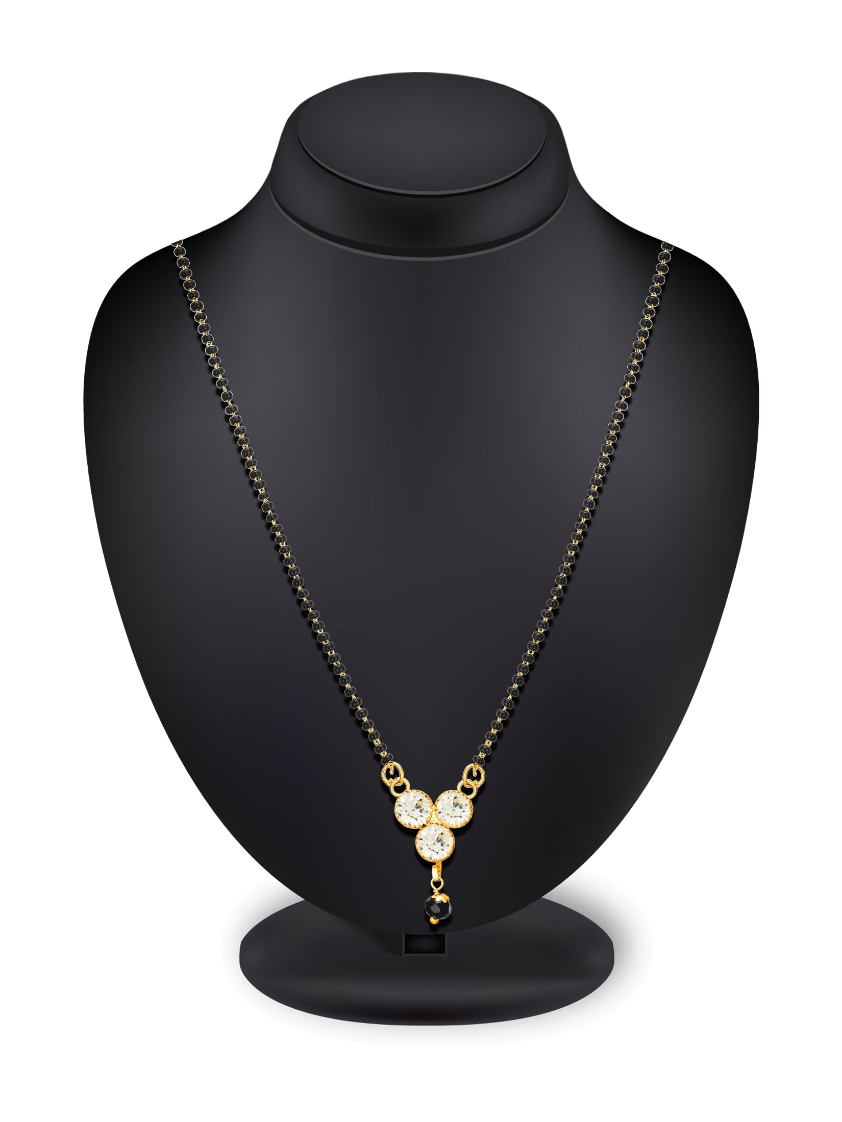 Aadita Three-Stone Floral Crystal Mangalsutra