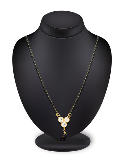 Aadita Three-Stone Floral Crystal Mangalsutra