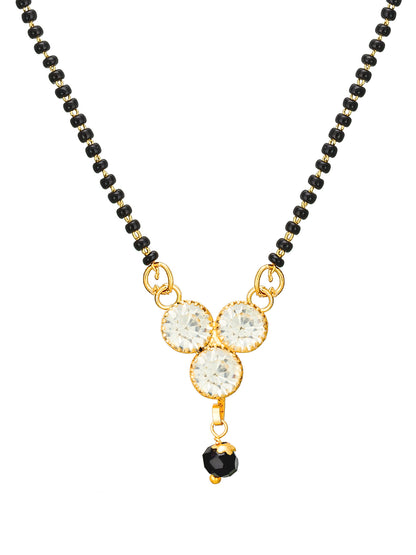 Aadita Three-Stone Floral Crystal Mangalsutra