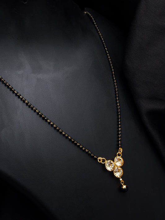 Aadita Three-Stone Floral Crystal Mangalsutra