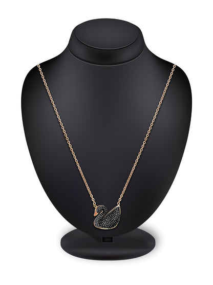 Aadita Rose Gold Black Swan Pendant