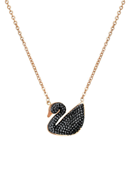 Aadita Rose Gold Black Swan Pendant