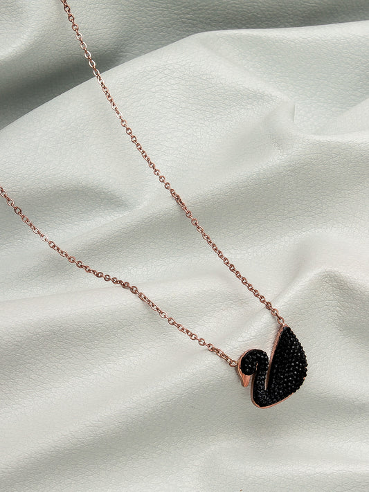 Aadita Rose Gold Black Swan Pendant
