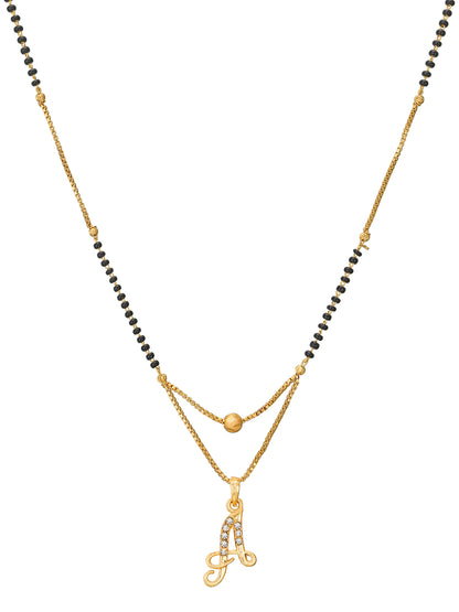 Aadita Gold Plated 'A' Initial Mangalsutra