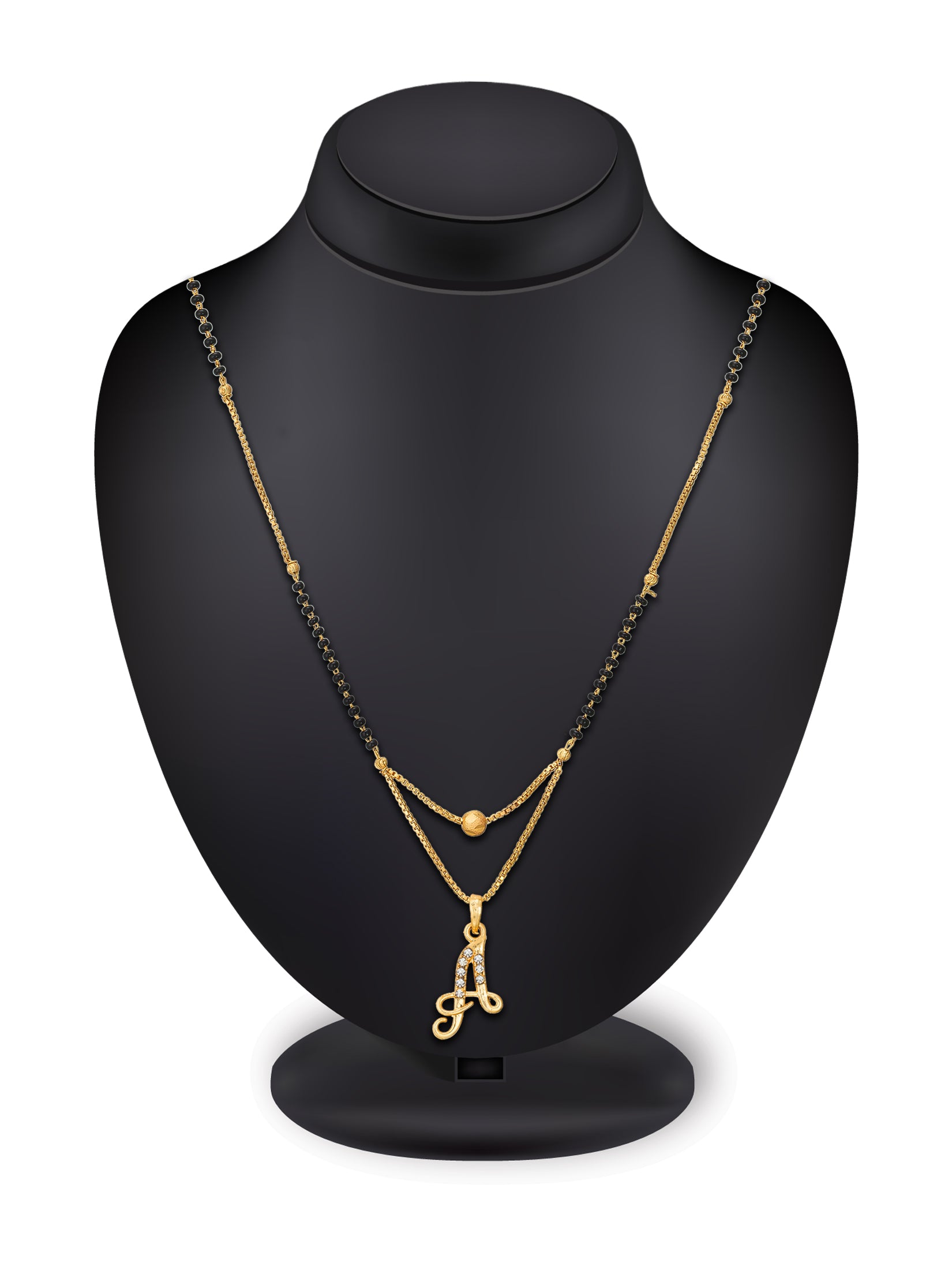 Aadita Gold Plated 'A' Initial Mangalsutra