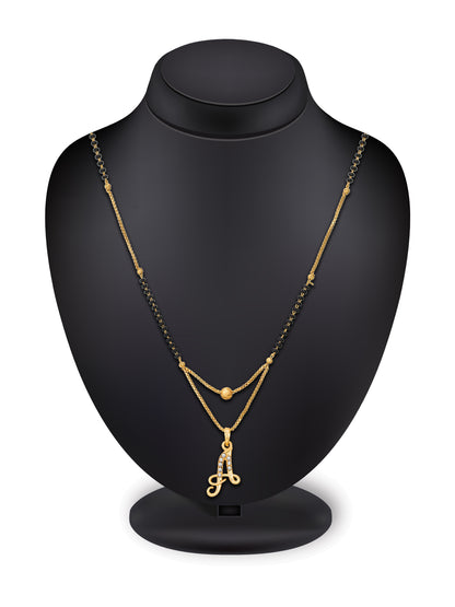 Aadita Gold Plated 'A' Initial Mangalsutra