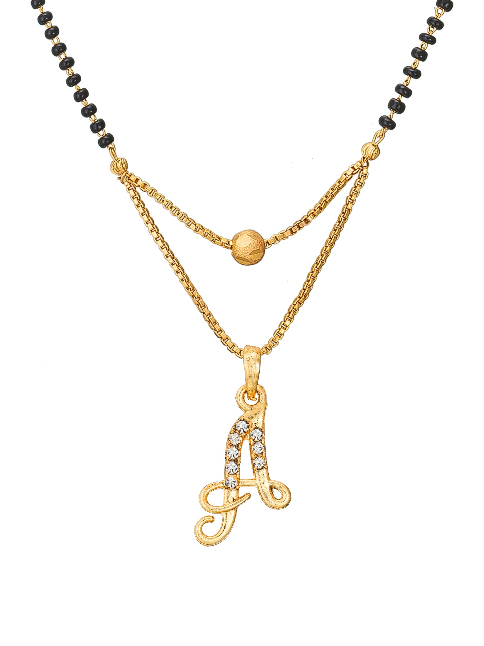 Aadita Gold Plated 'A' Initial Mangalsutra