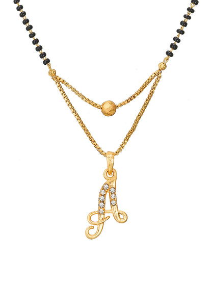 Aadita Gold Plated 'A' Initial Mangalsutra