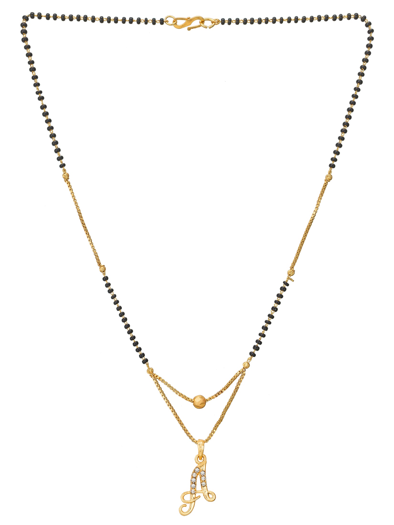 Aadita Gold Plated 'A' Initial Mangalsutra
