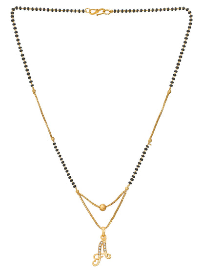 Aadita Gold Plated 'A' Initial Mangalsutra