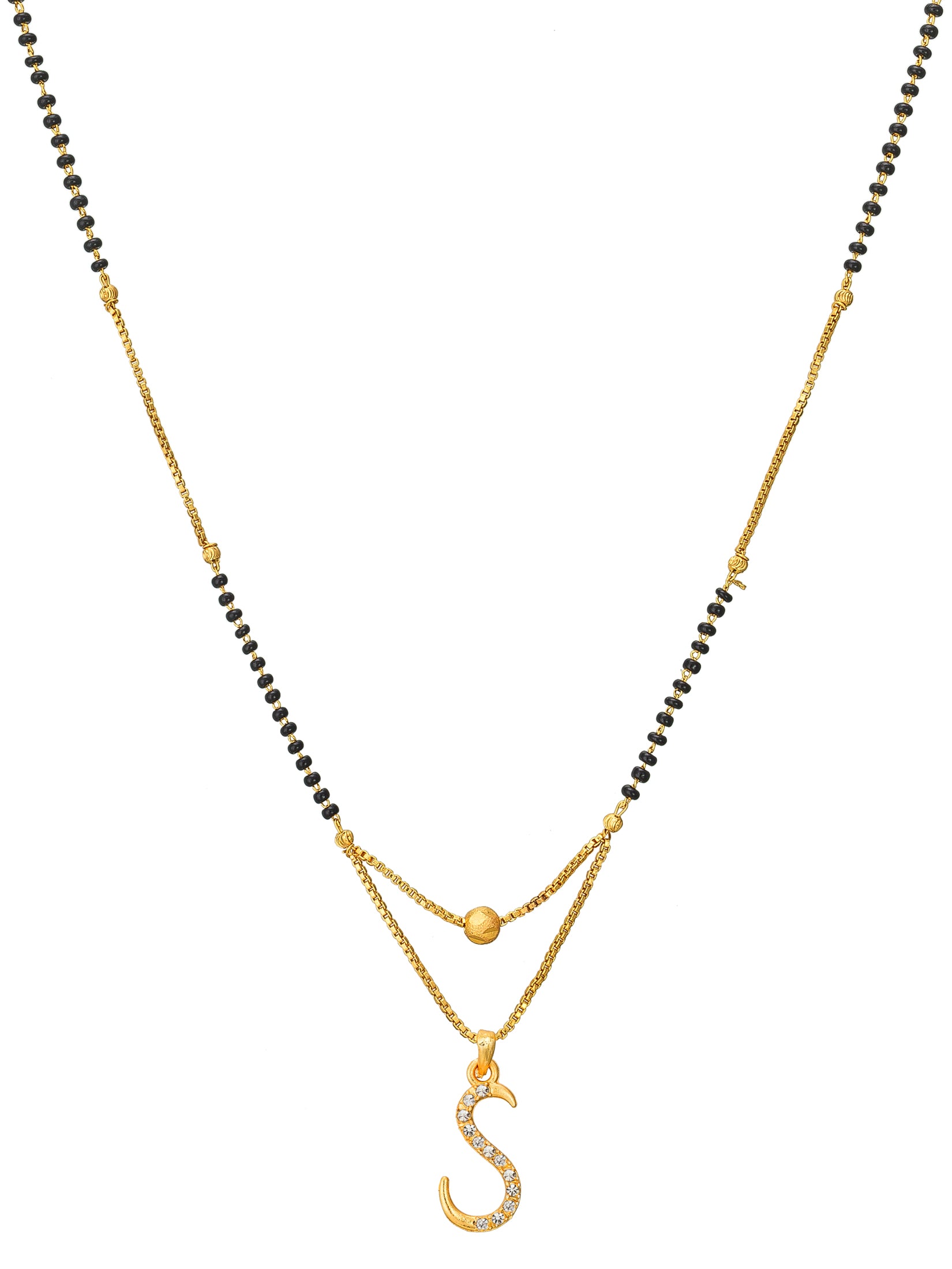 Aadita Gold Plated 'S' Initial Mangalsutra