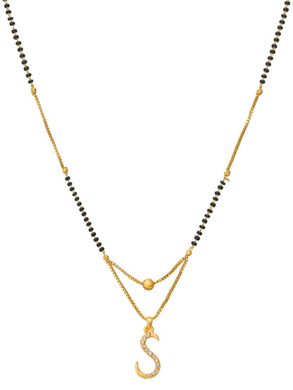 Aadita Gold Plated 'S' Initial Mangalsutra