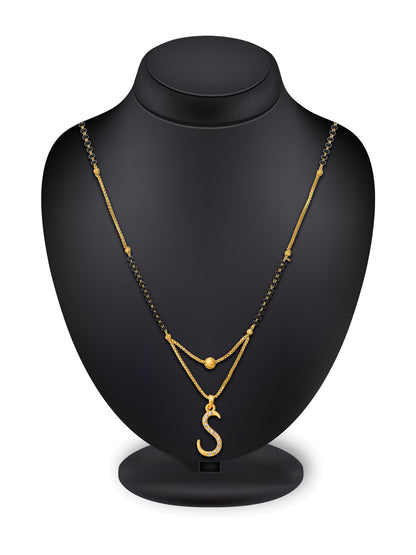 Aadita Gold Plated 'S' Initial Mangalsutra