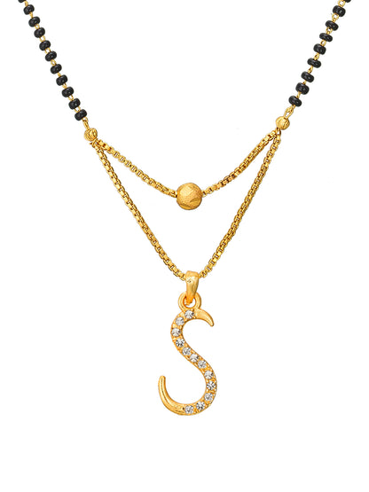 Aadita Gold Plated 'S' Initial Mangalsutra