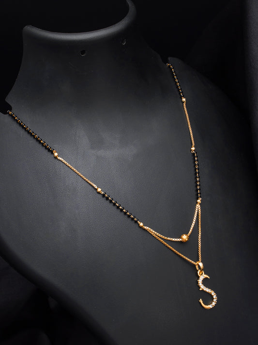 Aadita Gold Plated 'S' Initial Mangalsutra