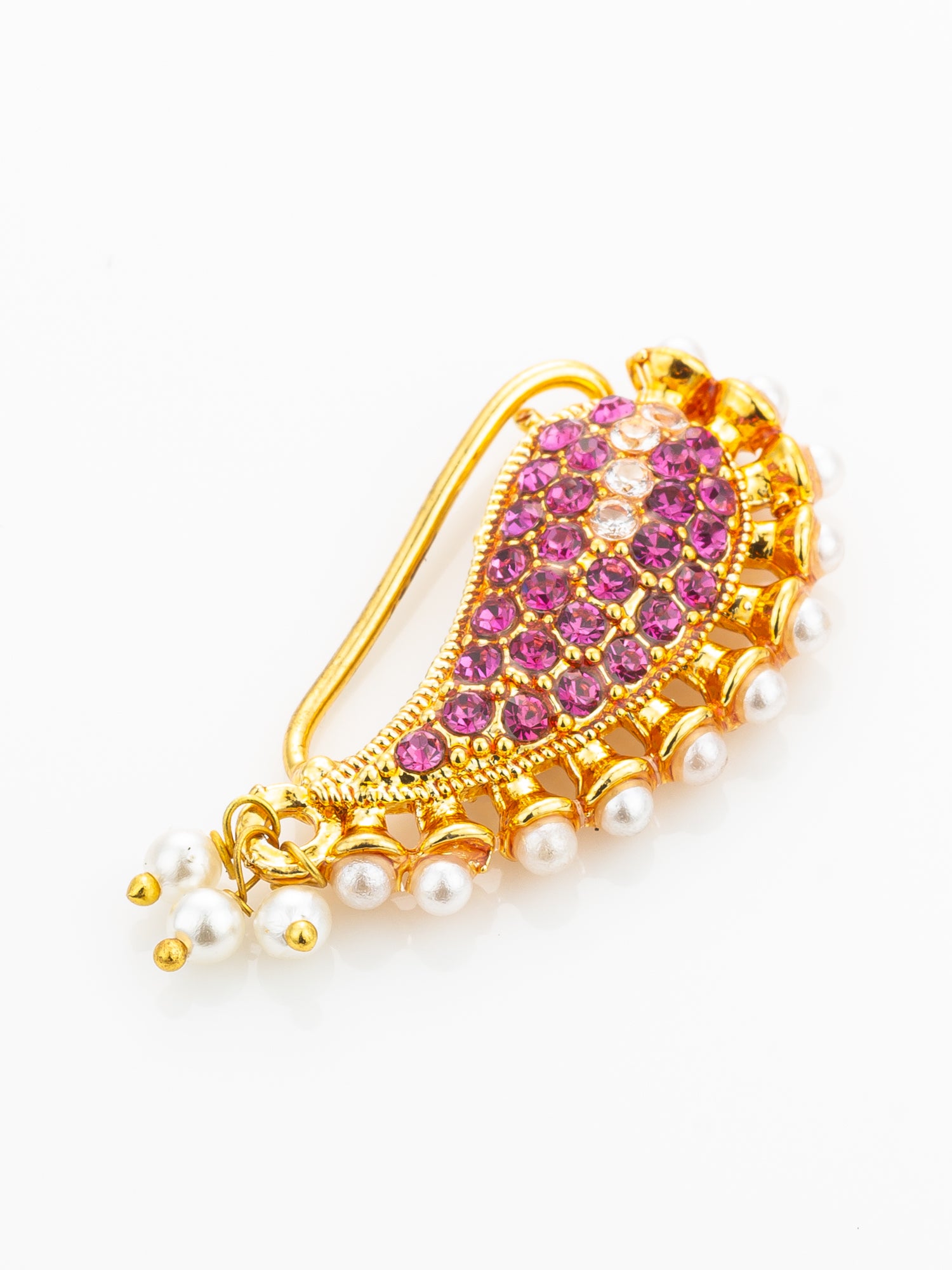 Aadita Pink Stone Studded Paisley Nath