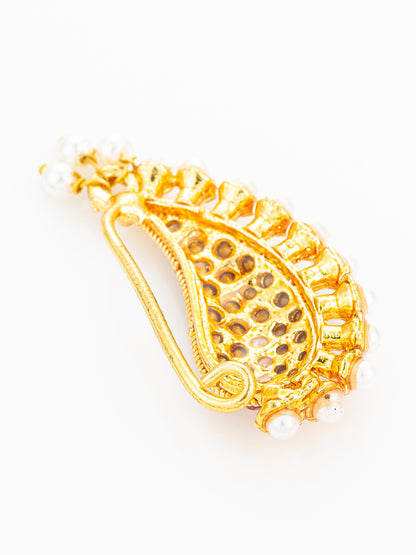 Aadita Pink Stone Studded Paisley Nath