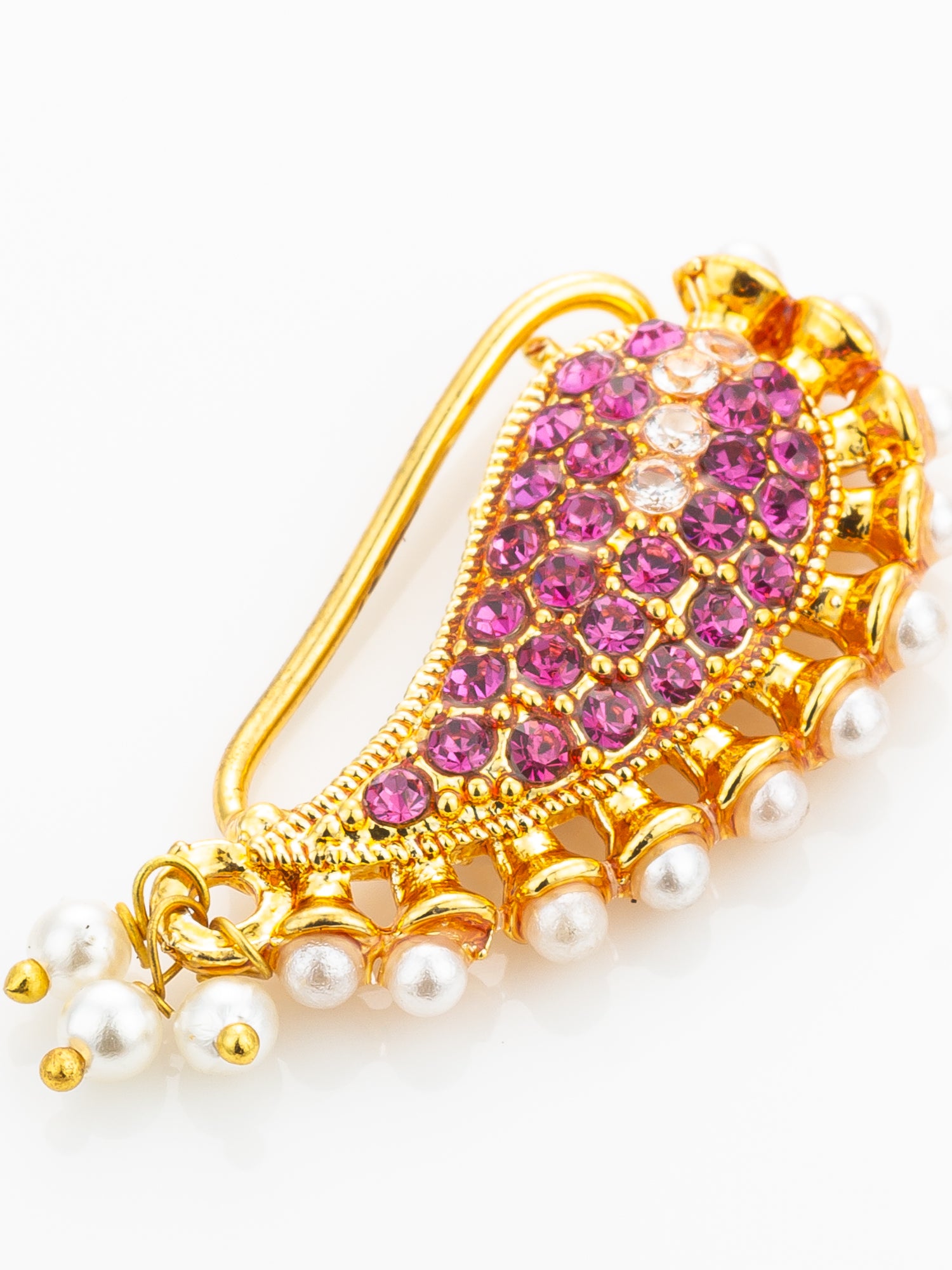 Aadita Pink Stone Studded Paisley Nath