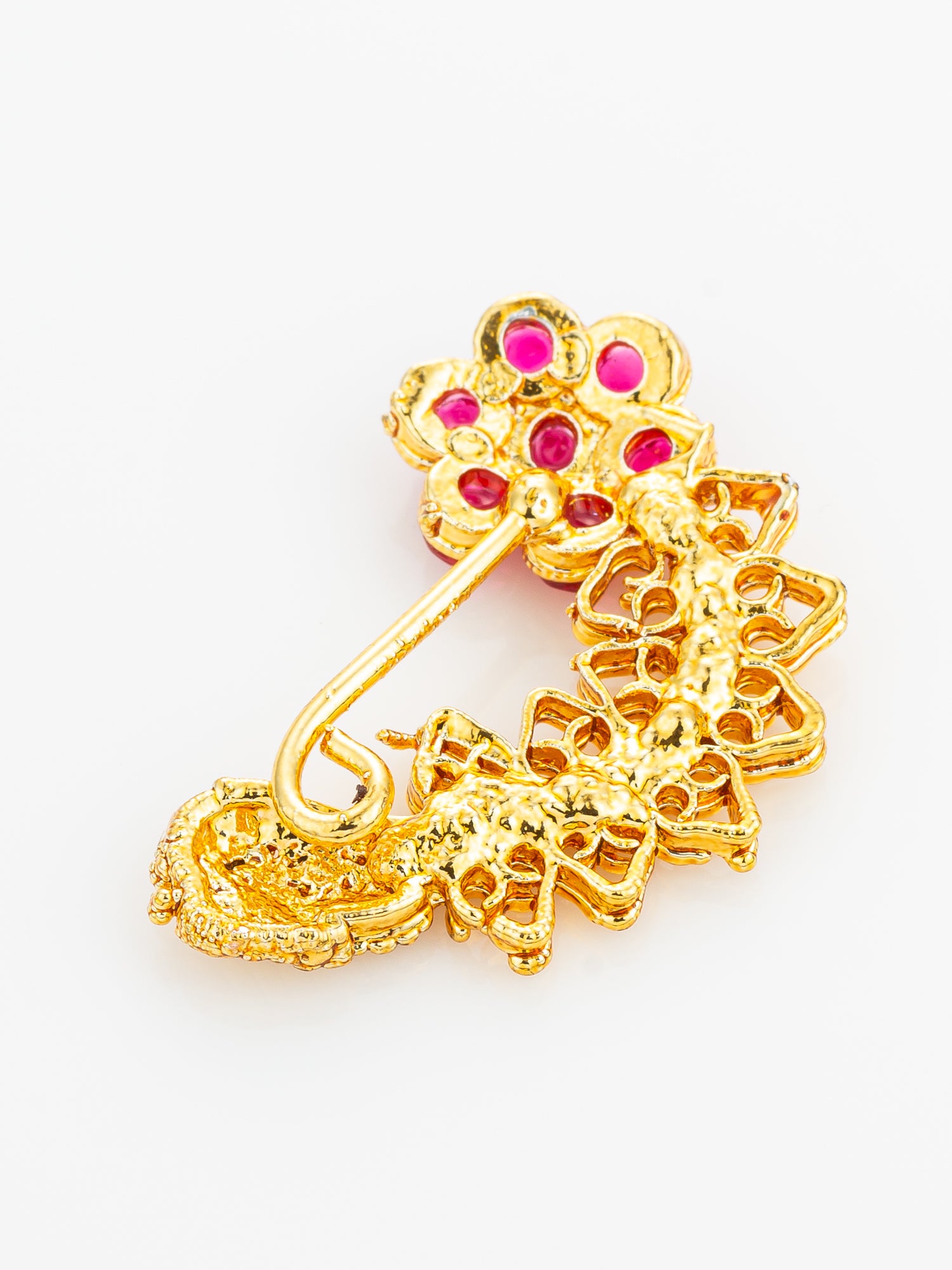 Aadita Floral Red Stone Designer Nath