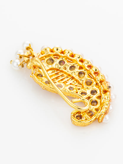 Aadita Gold Plated Openwork Pink Nath