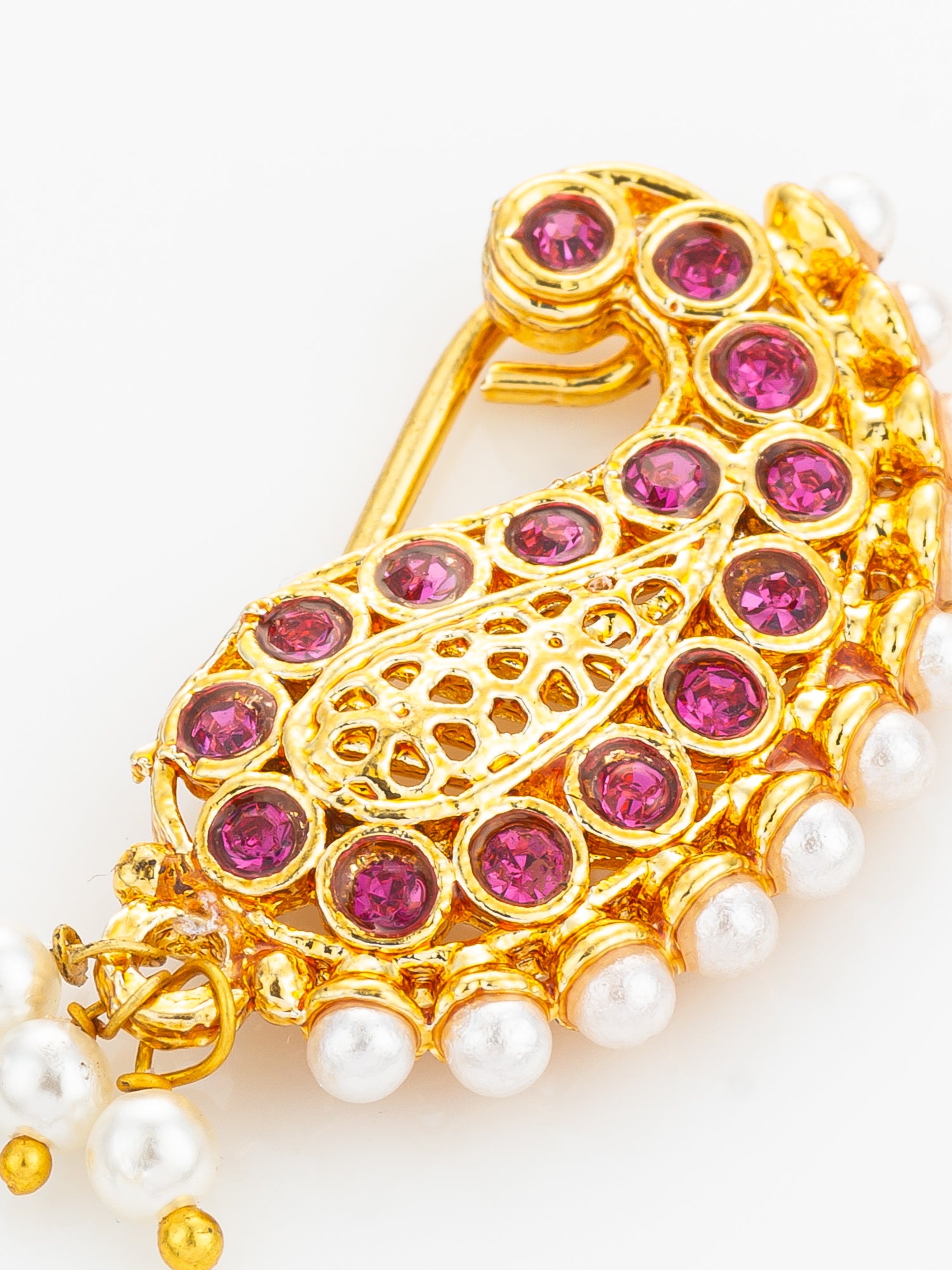 Aadita Gold Plated Openwork Pink Nath
