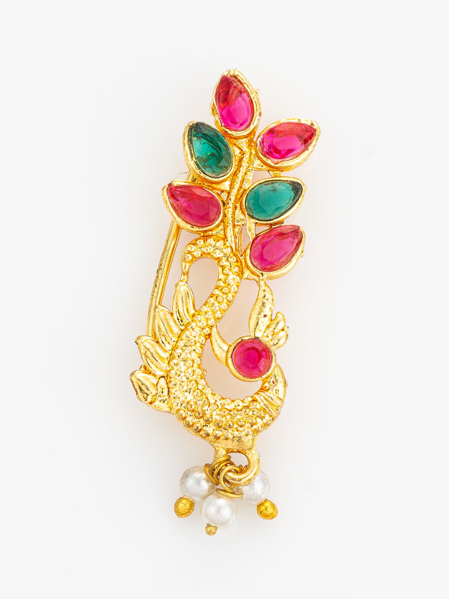 Aadita Gold Plated Peacock Motif Nathni